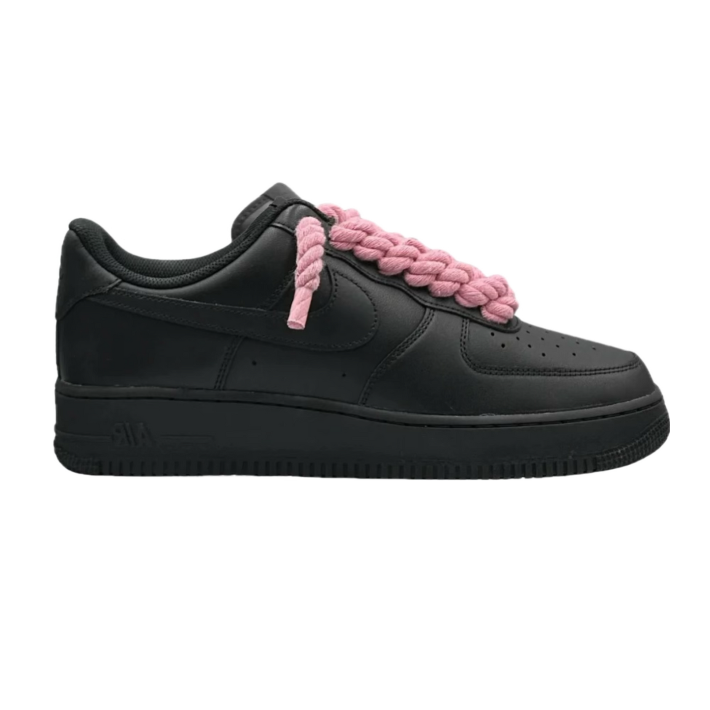 NIKE AIR FORCE 1 LOW BLACK ROPE LACES PINK